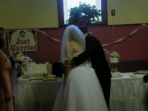 Cutting the cake.