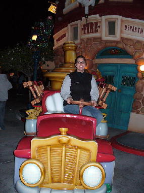 Katy takes a ride in Toontown.