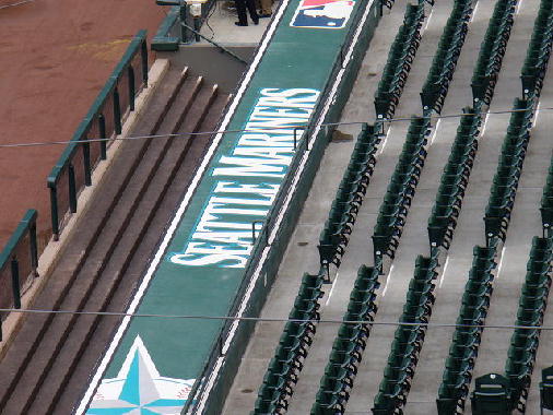 Looking on the Mariner's dugout.