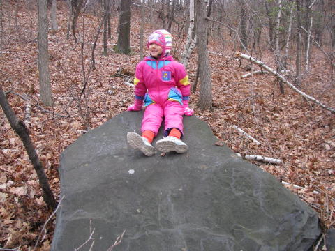 On the rock park slide.