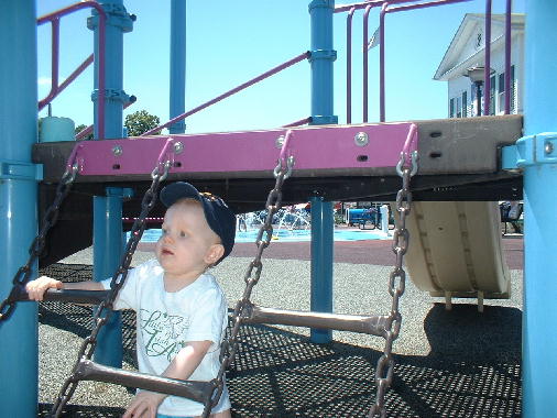 Checking out the swings.