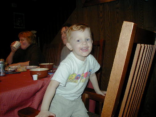 Coming out from under the table.
