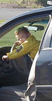 Michael takes his spot in the drivers seat.