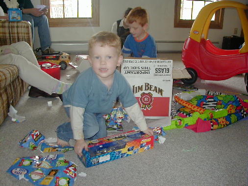 Michael has a new truck with which to play.