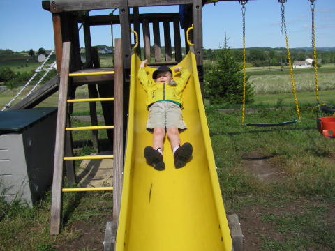 Hitting the slide.