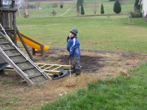 Getting the playground ready for winter.