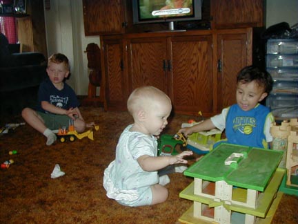 The kids warm up for the party.