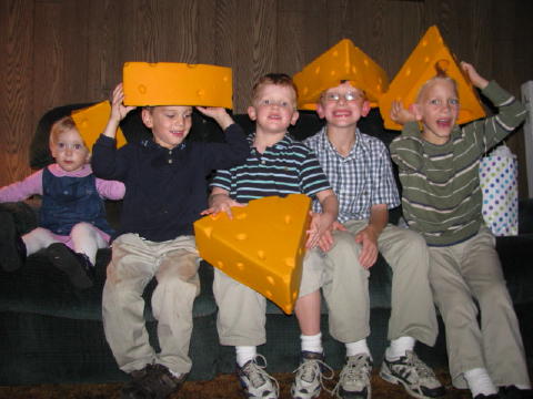 Cheesehead party hats.