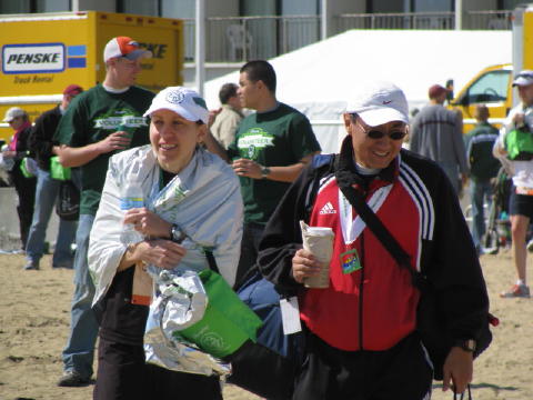 Heading for the beach after the race.